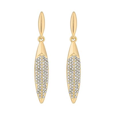 Gold pave double navette earring